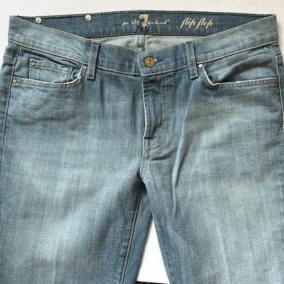 7 For All Man Kind Flip Flop Low Rise Boot Cut Light Wash Denim Jeans Size 31 - Picture 3 of 10